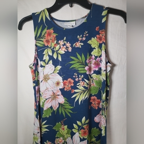 J.Jill Blue Multicolored Floral Sleeveless Summer Dress Sz XS - Picture 2 of 9